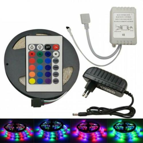 STRISCIA LED 5050RGB LUCE MULTICOLORE 5M + CONTROLLER E ALIMENTATORE