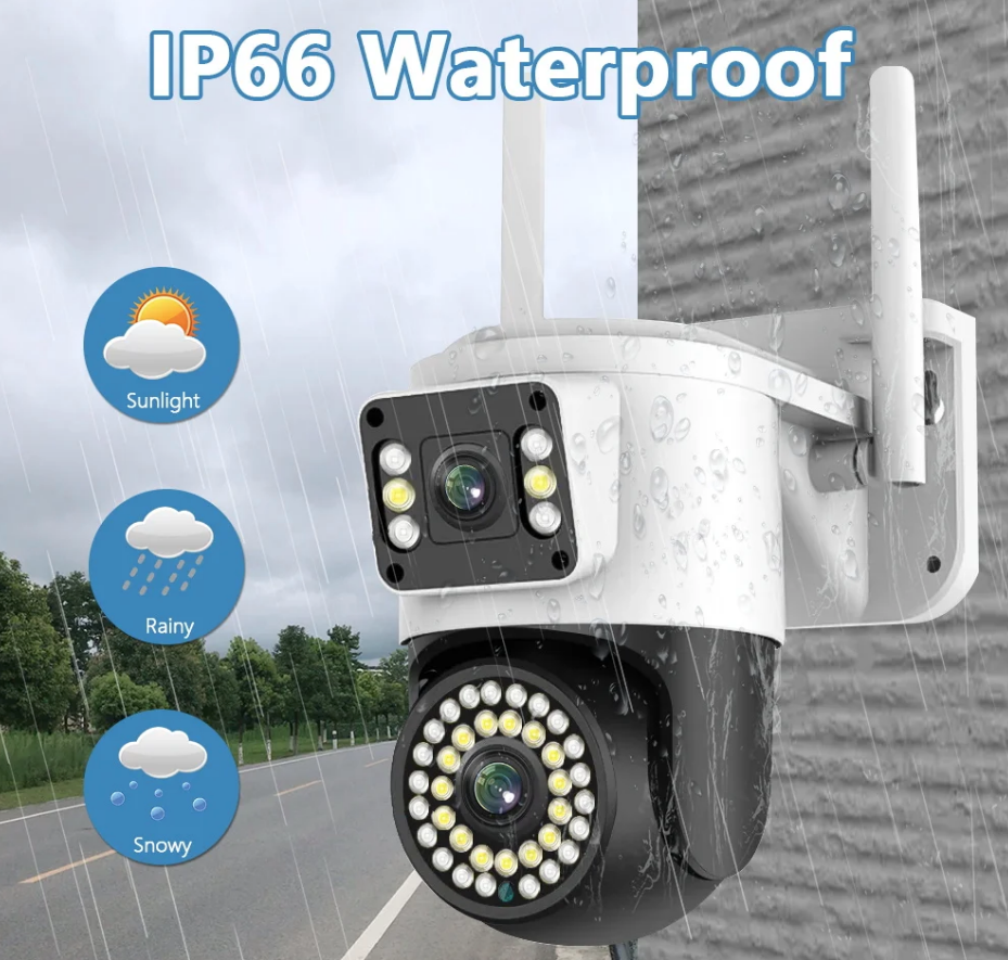 Telecamera IP WiFi da Esterno 4MP Doppio Obiettivo con Visione Notturna a Colori Monitoraggio Remoto tramite App